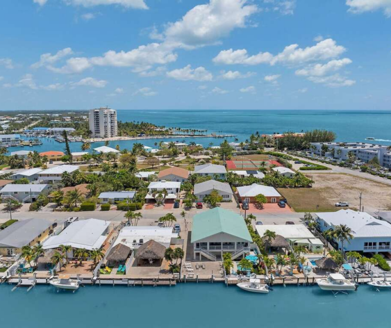Waterfront homes along canal in Key Colony Beach Florida