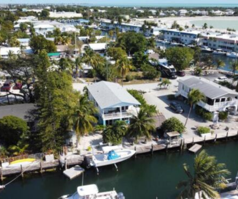 Marina docks at Key Colony Beach near Marathon Florida with boats