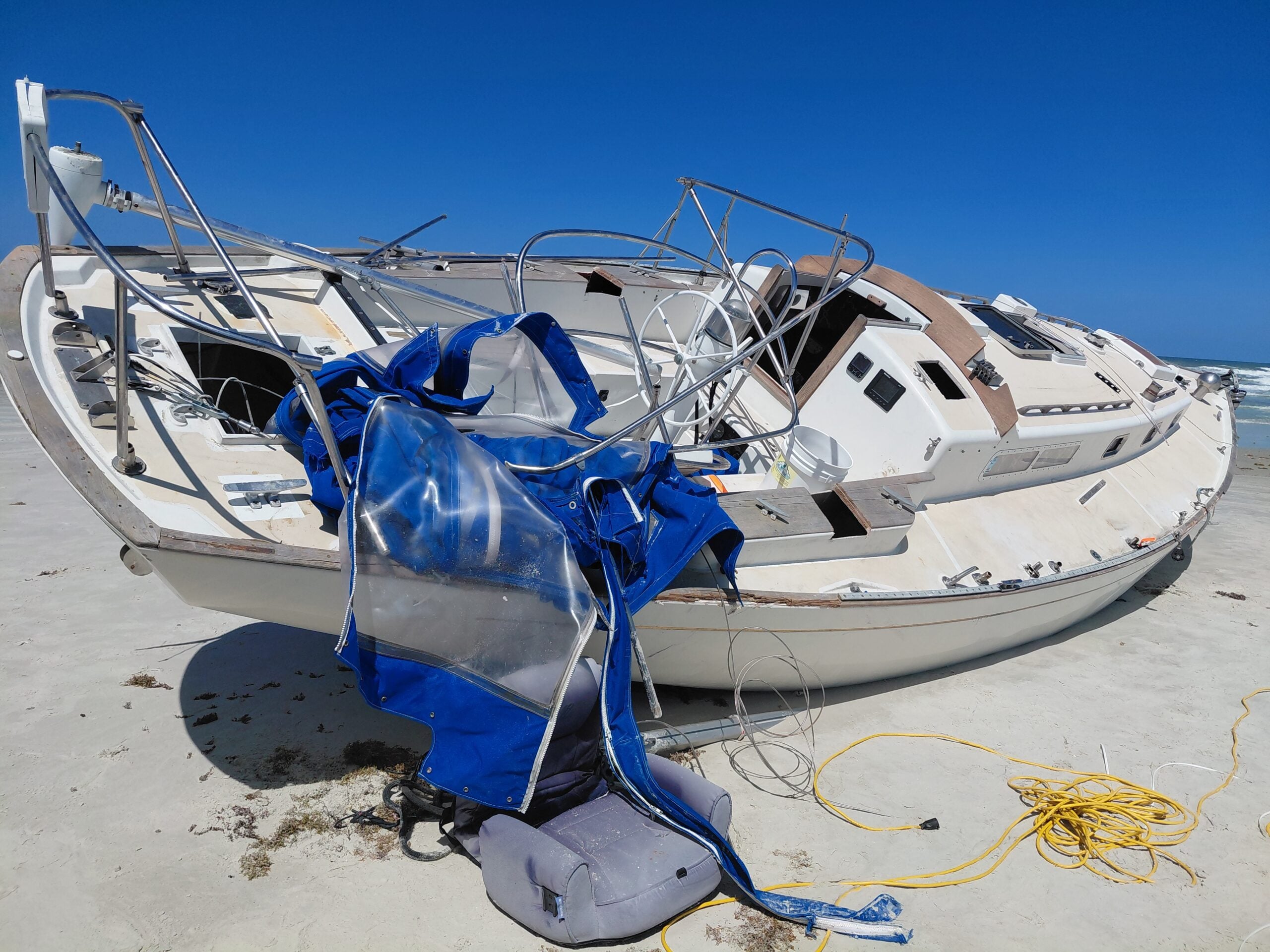 Storm damaged boat Florida