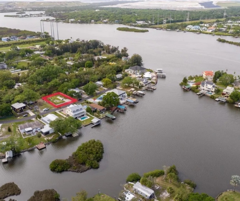 Fishing dock extending into the Alafia River near Gibsonton Florida.