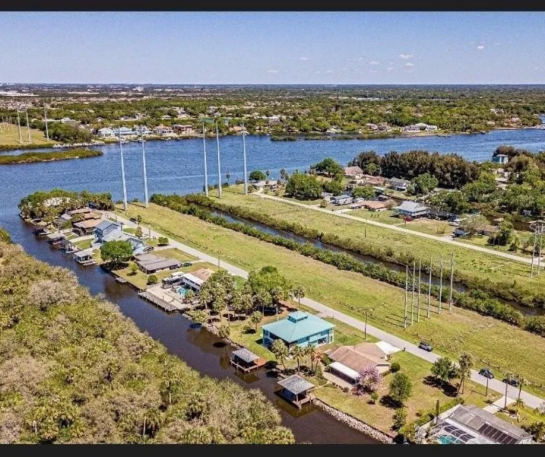 Tampa Bay waterfront near Gibsonton Florida on a sunny day.