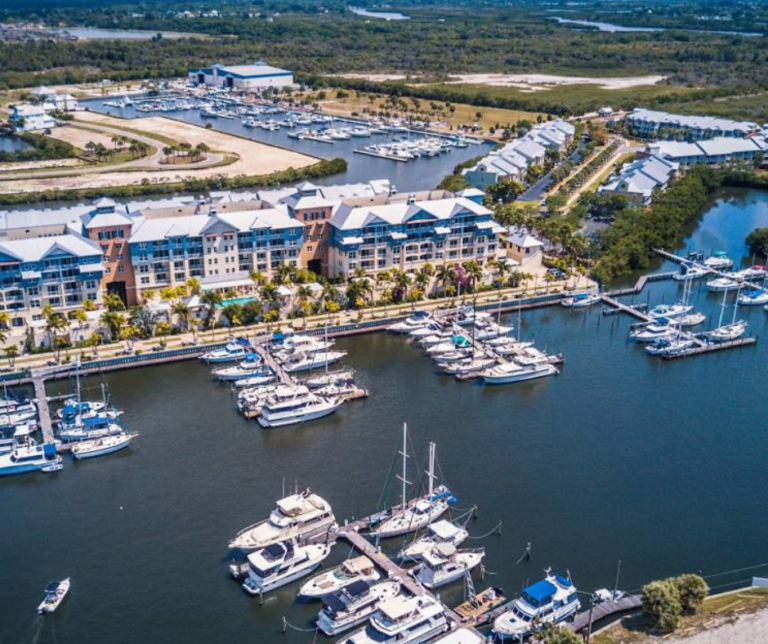 Boats docked at a marina along Tampa Bay in Ruskin Florida.